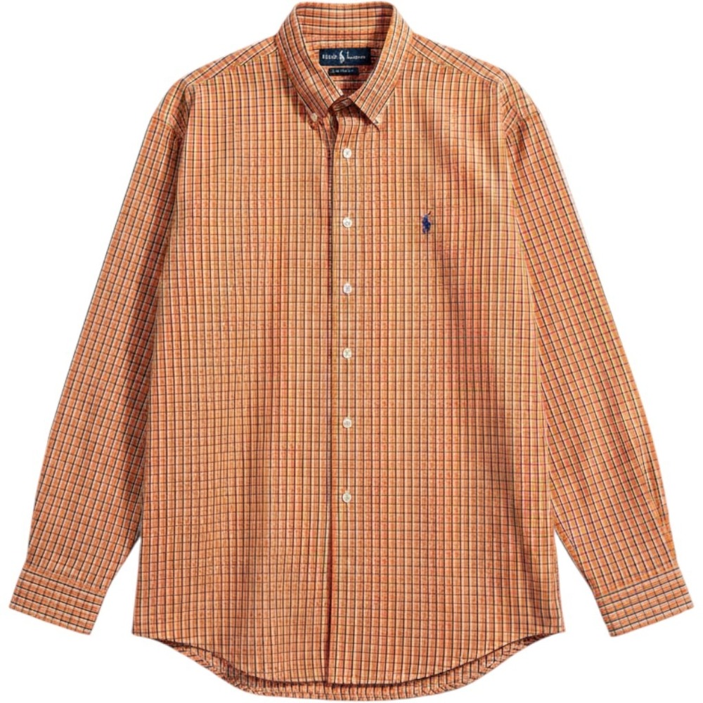 Ralph Lauren Classic Fit Orange Plaid Button Down Size XXL Old Money